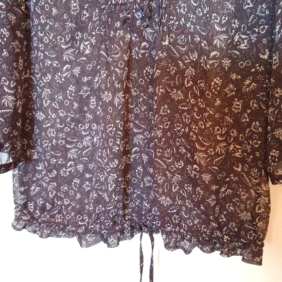 Esprit Sheer Spring Floral Blouse with Ruffled Button Placket - Picture 6 of 11